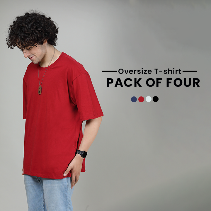 Pack of 4 Men Oversized Tees