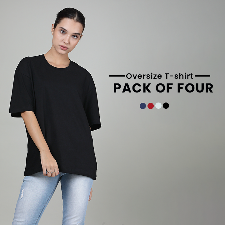 Pack of 4 Women Oversized Tees