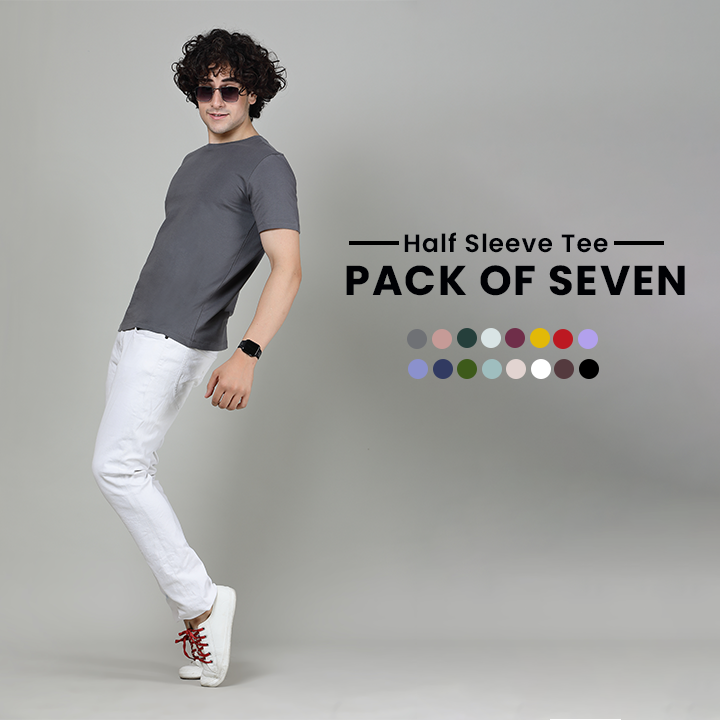 Pack of 7 Men Half Sleeve T-shirt